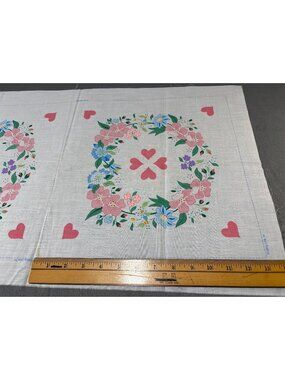 Bucilla 13" Stamped Embroidery Doily Set Floral Wreath & Heart Pattern 2 Pieces